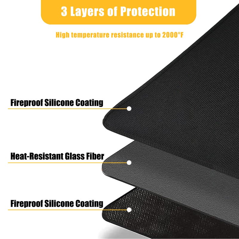 Tirifer 24 x 31in Fireproof Grill Mat for Outdoor Grill, Heat Resistant Grill Table Mat Outdoor Grill Protector Waterproof & Oil-Proof BBQ Mat to Protect Your Prep Table and Outdoor Grill Table - Image 3
